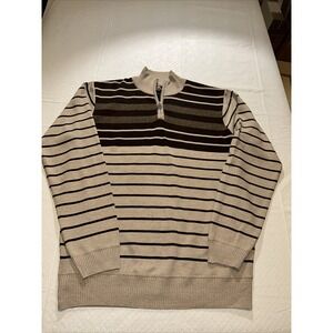 Red Ape Brown Stripe 1/4 Zip Pullover Knit Sweater Men's‎ Size 2X